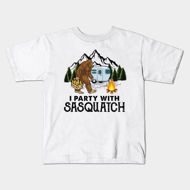 I party with sasquatch Kids T-Shirt by JameMalbie